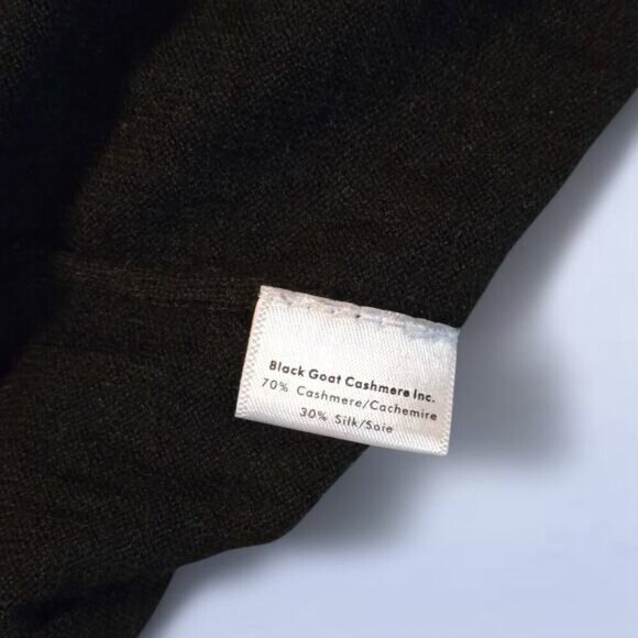 Black Goat Cashmere | Cashmere Silk Blend Long Sleeve Black Dress - Size Large - Picture 5 of 9